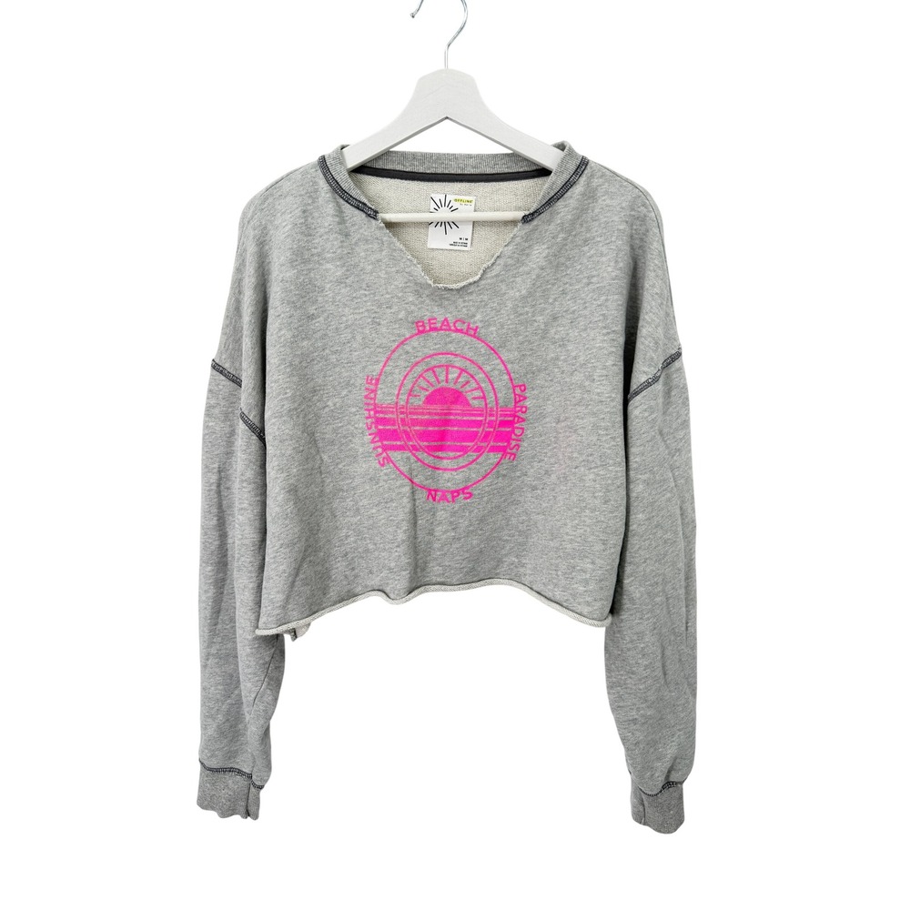 OFFLINE by Aerie Sweatshirt Womens M Gray Beach Sunshine Paradise Naps Cropped